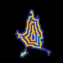 <b> Figure 1.</b> Output image for chessboard distance transform in inside mode