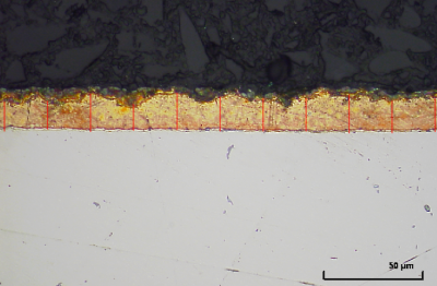 <b> Figure 4.</b> Intersection between coating and lines overlaying the input image